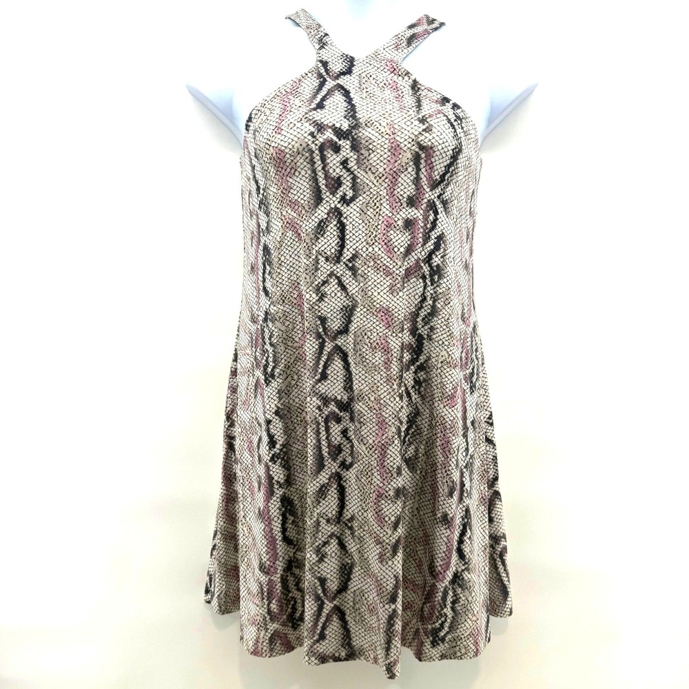 TART Snake Print Halter Neck Swing Dress Womens Size S